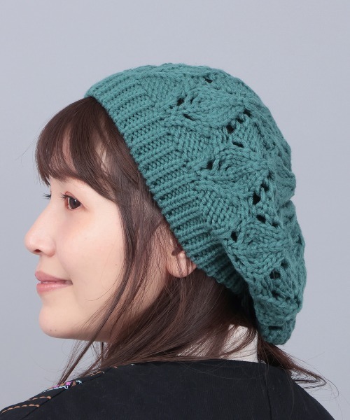 チチカカ（チチカカ）の「ニットベレー帽（ハンチング/ベレー帽・レディース・ブラック/ブルーグリーン/アイボリー・FREE）」の3枚目の写真