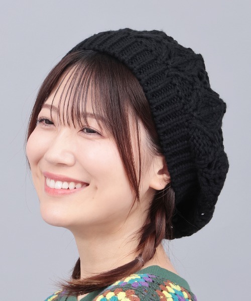 チチカカ（チチカカ）の「ニットベレー帽（ハンチング/ベレー帽・レディース・ブラック/ブルーグリーン/アイボリー・FREE）」の2枚目の写真