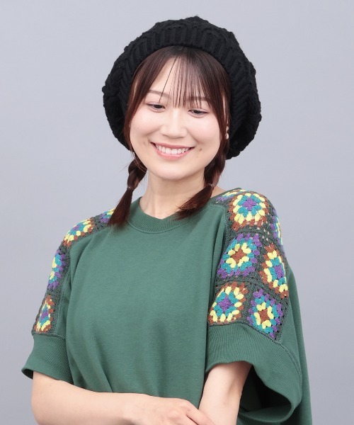 チチカカ（チチカカ）の「ニットベレー帽（ハンチング/ベレー帽・レディース・ブラック/ブルーグリーン/アイボリー・FREE）」の5枚目の写真