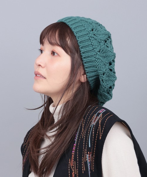 チチカカ（チチカカ）の「ニットベレー帽（ハンチング/ベレー帽・レディース・ブラック/ブルーグリーン/アイボリー・FREE）」の9枚目の写真