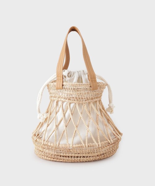 GALLEST(ギャレスト)の「天然草ラウンドかごバッグ(ハンドバッグ・レディース・ブラック/オフホワイト・00)」の5枚目の写真