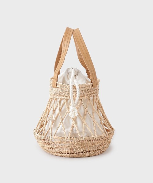 GALLEST(ギャレスト)の「天然草ラウンドかごバッグ(ハンドバッグ・レディース・ブラック/オフホワイト・00)」の6枚目の写真