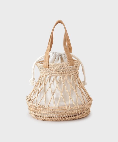 GALLEST(ギャレスト)の「天然草ラウンドかごバッグ(ハンドバッグ・レディース・ブラック/オフホワイト・00)」の11枚目の写真