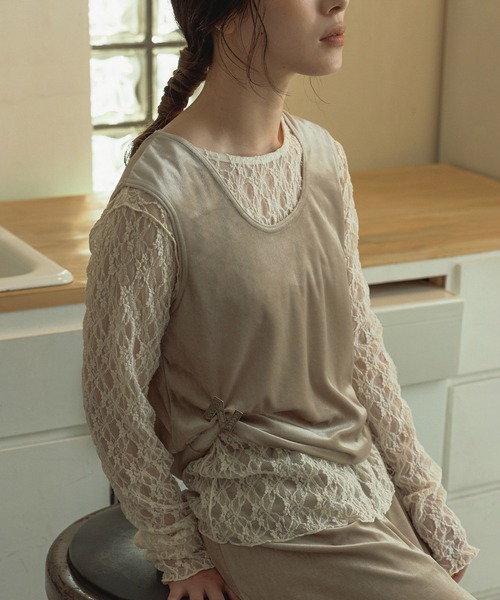 SALON adam et rope'（サロン アダム エ ロペ）の「トリアセベロア前後2WAYノースリーブ/タンクトップ / セットアップ対応（タンクトップ・レディース・ベージュ/ブラック・FREE）」の21枚目の写真