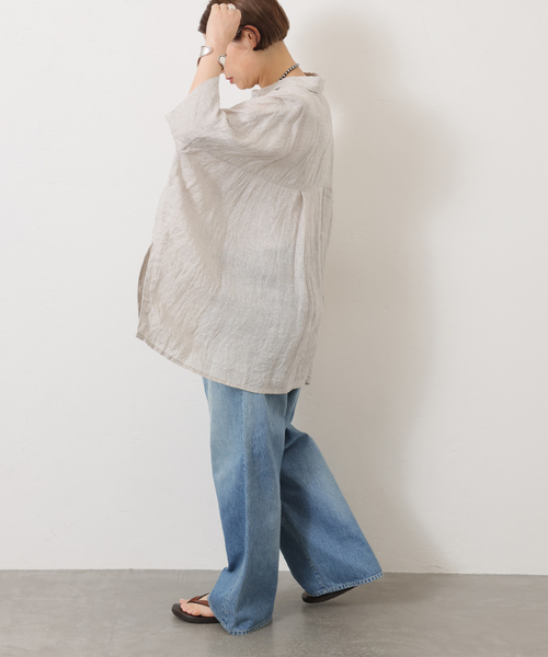 美品 Plantation 2022SS コットンリネン ワイドシャツ ゆったり 60リネンガーゼ ワイドシャツ(シャツ/ブラウス)|JOURNAL