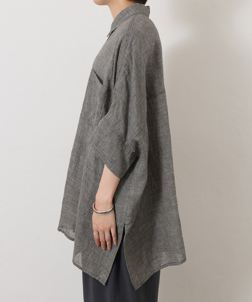 JOURNAL STANDARD LUXE（ジャーナルスタンダード　ラックス）の「60リネンガーゼ ワイドシャツ（シャツ/ブラウス・レディース・ベージュ/ブラック・FREE）」の13枚目の写真