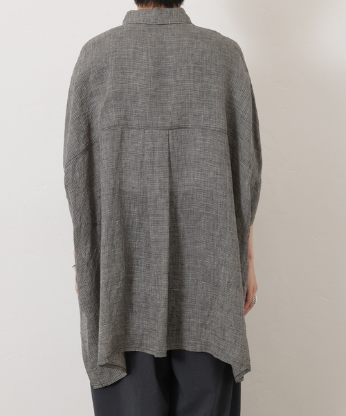 JOURNAL STANDARD LUXE（ジャーナルスタンダード　ラックス）の「60リネンガーゼ ワイドシャツ（シャツ/ブラウス・レディース・ベージュ/ブラック・FREE）」の14枚目の写真