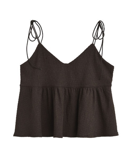 セール】カットジャガードショルダーリボンVネックペプラムビスチェ