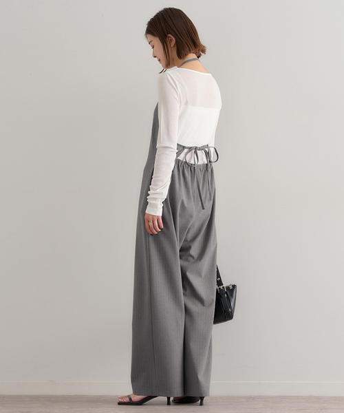 U by SPICK&SPAN(ユーバイスピックアンドスパン)の「エプロンオールインワン(つなぎ/オールインワン・レディース・ライトグレー/ブラウン・36/38)」の9枚目の写真