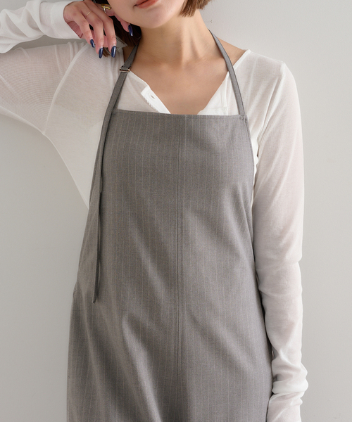 U by SPICK&SPAN(ユーバイスピックアンドスパン)の「エプロンオールインワン(つなぎ/オールインワン・レディース・ライトグレー/ブラウン・36/38)」の12枚目の写真