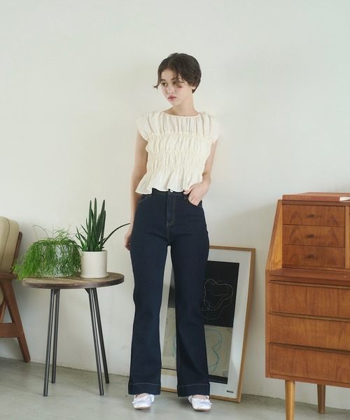 REMOON（リムーン）の「フレアデニムパンツ（デニムパンツ・レディース・ネイビー/ブルー・MEDIUM/SMALL）」の2枚目の写真