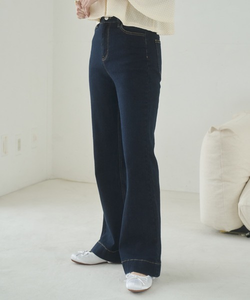 REMOON（リムーン）の「フレアデニムパンツ（デニムパンツ・レディース・ネイビー/ブルー・MEDIUM/SMALL）」の5枚目の写真