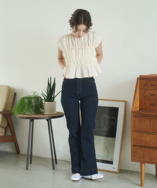 REMOON（リムーン）の「フレアデニムパンツ（デニムパンツ・レディース・ネイビー/ブルー・MEDIUM/SMALL）」の20枚目の写真