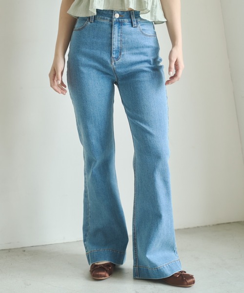 REMOON（リムーン）の「フレアデニムパンツ（デニムパンツ・レディース・ネイビー/ブルー・MEDIUM/SMALL）」の10枚目の写真
