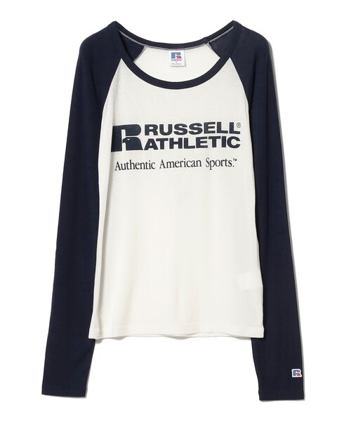 Russell Athletic（ラッセルアスレティック）の「RUSSELL ATHLETIC / ラグラン ロング スリーブ Tシャツ（Tシャツ/カットソー・レディース・ホワイト/サックスブルー・MEDIUM）」の3枚目の写真
