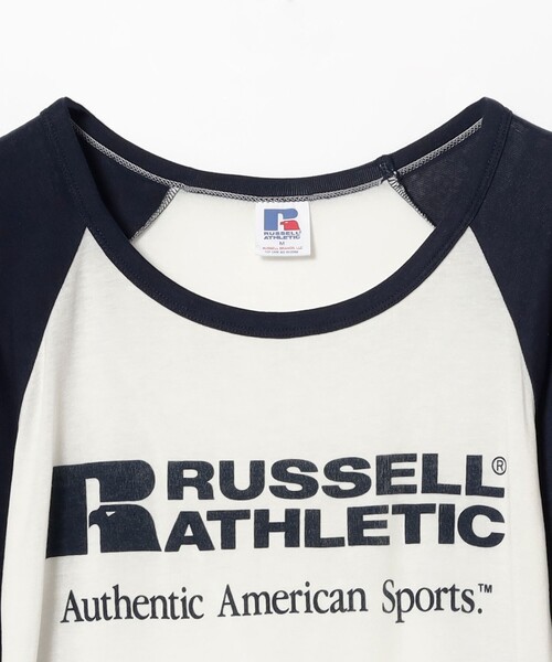 Russell Athletic（ラッセルアスレティック）の「RUSSELL ATHLETIC / ラグラン ロング スリーブ Tシャツ（Tシャツ/カットソー・レディース・ホワイト/サックスブルー・MEDIUM）」の4枚目の写真