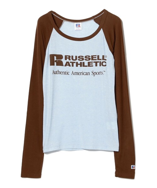 Russell Athletic（ラッセルアスレティック）の「RUSSELL ATHLETIC / ラグラン ロング スリーブ Tシャツ（Tシャツ/カットソー・レディース・ホワイト/サックスブルー・MEDIUM）」の8枚目の写真