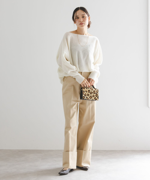 【NOBLE】ファインドウールドルマンプルオーバー ホワイトA フリー NOBLE（ノーブル） ニット セーター 「WEB限定カラー・追加4」ファイン