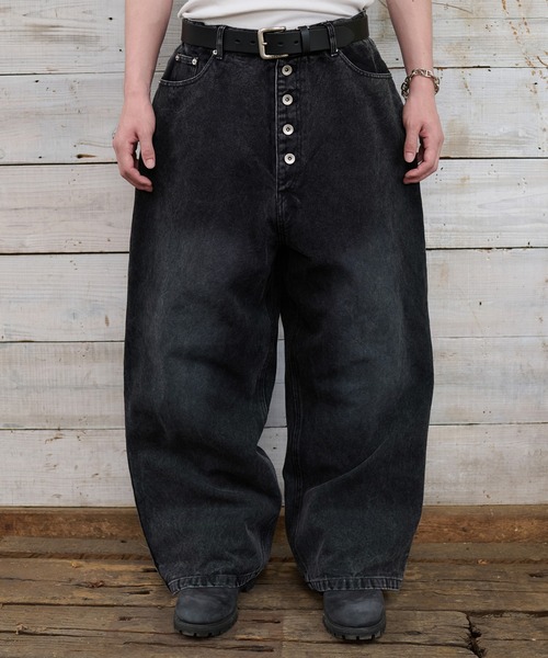 kutir(クティール)の「HEAVY OUNCE DUCK BAGGY PANTS/ヘビーオンスダックバギーパンツ(デニムパンツ・メンズ・グレー/ブラック・SMALL/MEDIUM/LARGE)」の2枚目の写真
