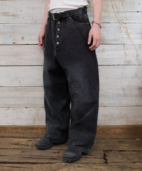 kutir(クティール)の「HEAVY OUNCE DUCK BAGGY PANTS/ヘビーオンスダックバギーパンツ(デニムパンツ・メンズ・グレー/ブラック・SMALL/MEDIUM/LARGE)」の10枚目の写真