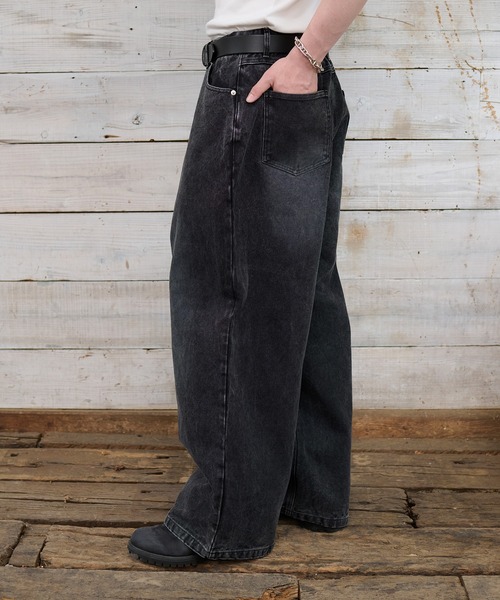kutir(クティール)の「HEAVY OUNCE DUCK BAGGY PANTS/ヘビーオンスダックバギーパンツ(デニムパンツ・メンズ・グレー/ブラック・SMALL/MEDIUM/LARGE)」の9枚目の写真