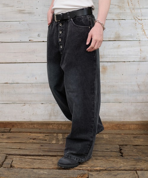 kutir(クティール)の「HEAVY OUNCE DUCK BAGGY PANTS/ヘビーオンスダックバギーパンツ(デニムパンツ・メンズ・グレー/ブラック・SMALL/MEDIUM/LARGE)」の7枚目の写真