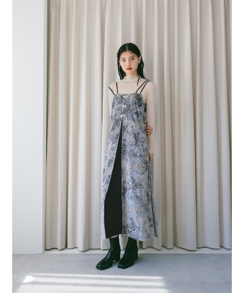 Velour Embroidery Layered Dress（ワンピース）｜sahara