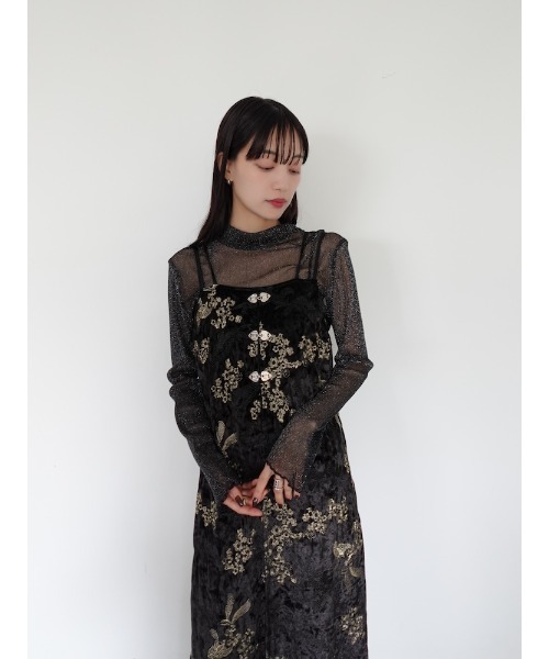 Velour Embroidery Layered Dress（ワンピース）｜sahara