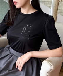 couture brooch | 【接触冷感・UV機能あり・マシンウォッシャブル】60シルケット パフュームエンブロTシャツ(Tシャツ/カットソー)