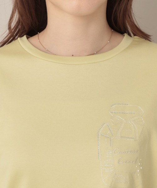 couture brooch（クチュールブローチ）の「【接触冷感・UV機能あり・マシンウォッシャブル】60シルケット パフュームエンブロTシャツ（Tシャツ/カットソー・レディース・ピンク/オフホワイト/イエロー系その他/ブラック・42/40/36/38）」の19枚目の写真