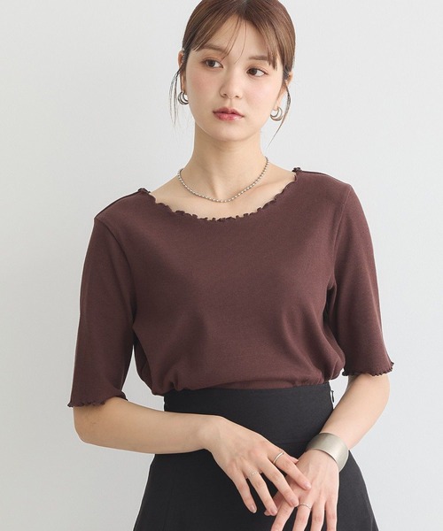 earth music&ecology（アースミュージックアンドエコロジー）の「リブメロープルオーバー（Tシャツ/カットソー・レディース・ブラック/ブラウン/ピンク/アイボリー・S/M）」の3枚目の写真