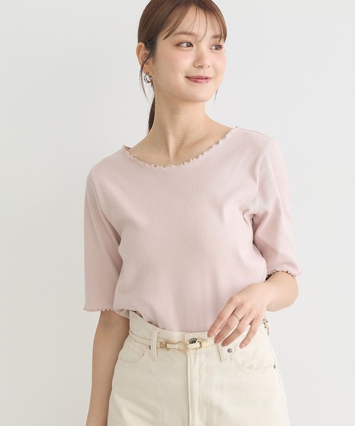 earth music&ecology（アースミュージックアンドエコロジー）の「リブメロープルオーバー（Tシャツ/カットソー・レディース・ブラック/ブラウン/ピンク/アイボリー・S/M）」の4枚目の写真