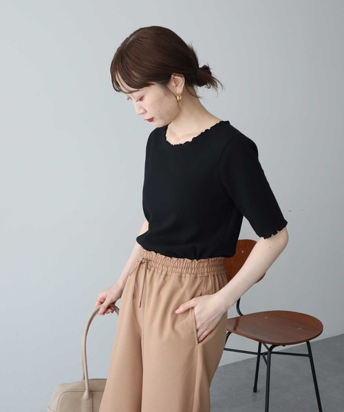 earth music&ecology（アースミュージックアンドエコロジー）の「リブメロープルオーバー（Tシャツ/カットソー・レディース・ブラック/ブラウン/ピンク/アイボリー・S/M）」の5枚目の写真