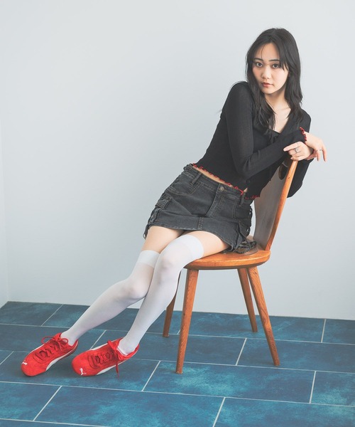 3.3 Field Trip （3.3フィールドトリップ）の「3.3 Field Trip／メッシュ裾メロウカーディガン（カーディガン/ボレロ・レディース・ブラック/パープル/ホワイト・FREE）」の22枚目の写真