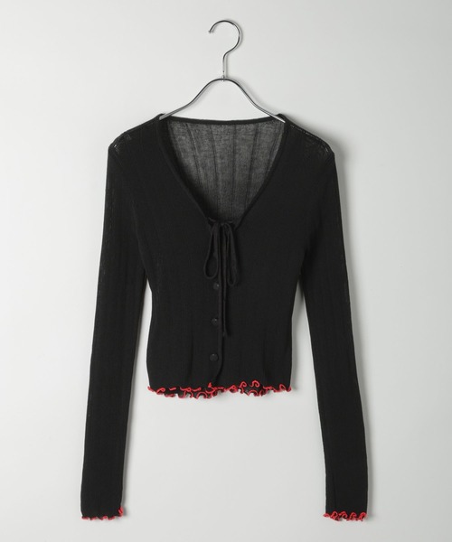 3.3 Field Trip （3.3フィールドトリップ）の「3.3 Field Trip／メッシュ裾メロウカーディガン（カーディガン/ボレロ・レディース・ブラック/パープル/ホワイト・FREE）」の15枚目の写真