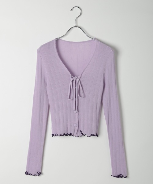 3.3 Field Trip （3.3フィールドトリップ）の「3.3 Field Trip／メッシュ裾メロウカーディガン（カーディガン/ボレロ・レディース・ブラック/パープル/ホワイト・FREE）」の14枚目の写真