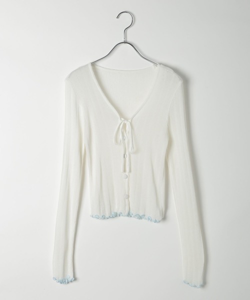 3.3 Field Trip （3.3フィールドトリップ）の「3.3 Field Trip／メッシュ裾メロウカーディガン（カーディガン/ボレロ・レディース・ブラック/パープル/ホワイト・FREE）」の13枚目の写真