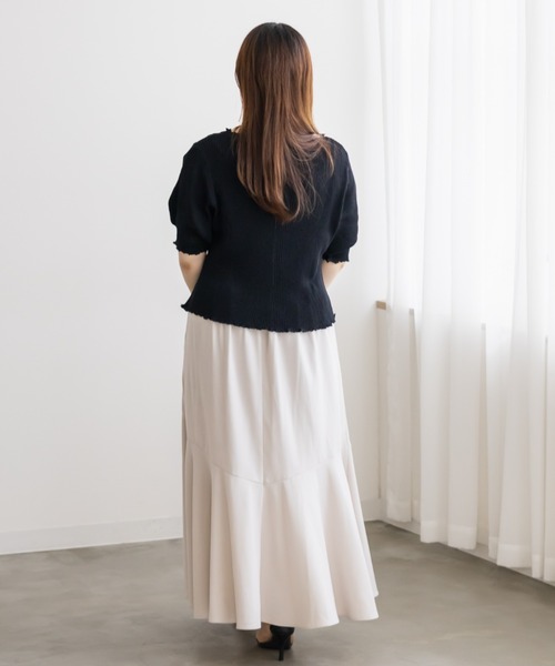 CLETTE(クレット)の「レースアップデザイン半袖ニット(ニット/セーター・レディース・ブラック/ラベンダー/ピンク・4L/3L/LL)」の7枚目の写真