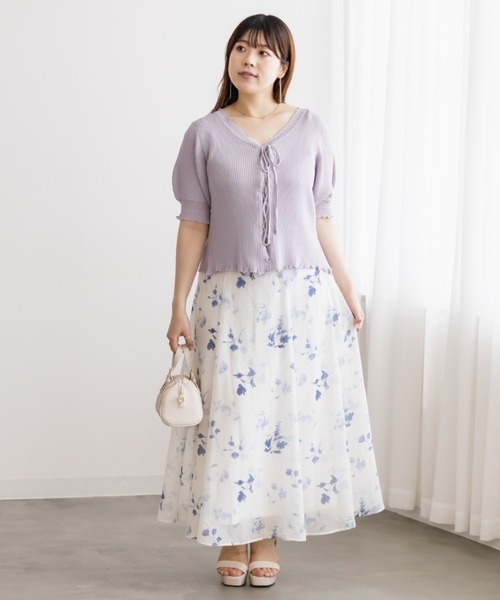 CLETTE(クレット)の「レースアップデザイン半袖ニット(ニット/セーター・レディース・ブラック/ラベンダー/ピンク・4L/3L/LL)」の9枚目の写真
