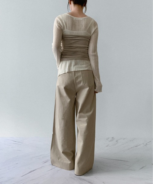 on:nue（オンニュ）の「【on:nue】[お気に入り登録数3,000突破！][着用動画あり！/3way/2点セット] ドローストリングリブカットソーアンサンブル（Tシャツ/カットソー・レディース・ブラック/アイボリー/グレー・FREE）」の10枚目の写真