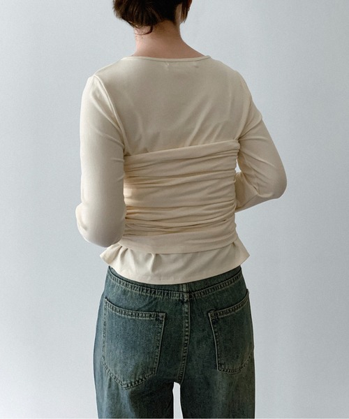 on:nue（オンニュ）の「【on:nue】[お気に入り登録数3,000突破！][着用動画あり！/3way/2点セット] ドローストリングリブカットソーアンサンブル（Tシャツ/カットソー・レディース・ブラック/アイボリー/グレー・FREE）」の19枚目の写真