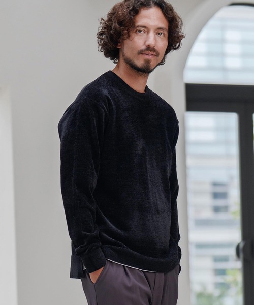 CALL&RESPONSE（コールアンドレスポンス）の「mn3142-シャギー-クルーニット-サイセンタク（ニット/セーター・メンズ・グレー/ブラック/ネイビー・1/2/4/5）」の2枚目の写真