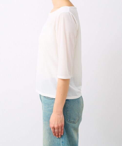 RIVE DROITE(リヴドロワ)の「【こなれ感抜群】シアーベロア5分袖Tee(Tシャツ/カットソー・レディース・オフホワイト/グレー/ブラック・FREE)」の8枚目の写真