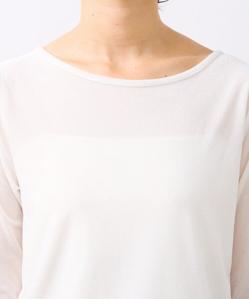 RIVE DROITE(リヴドロワ)の「【こなれ感抜群】シアーベロア5分袖Tee(Tシャツ/カットソー・レディース・オフホワイト/グレー/ブラック・FREE)」の6枚目の写真