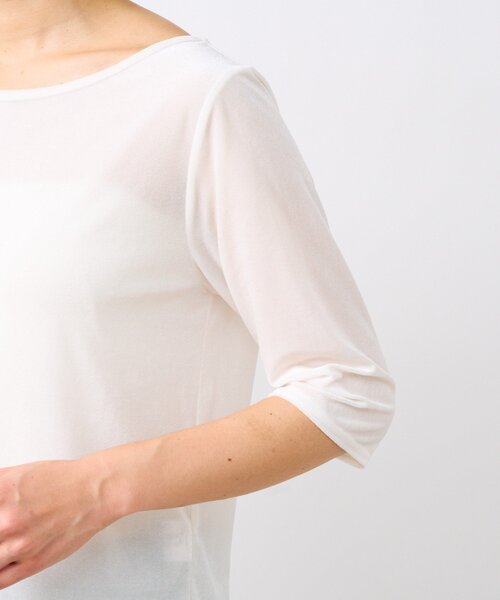 RIVE DROITE(リヴドロワ)の「【こなれ感抜群】シアーベロア5分袖Tee(Tシャツ/カットソー・レディース・オフホワイト/グレー/ブラック・FREE)」の5枚目の写真