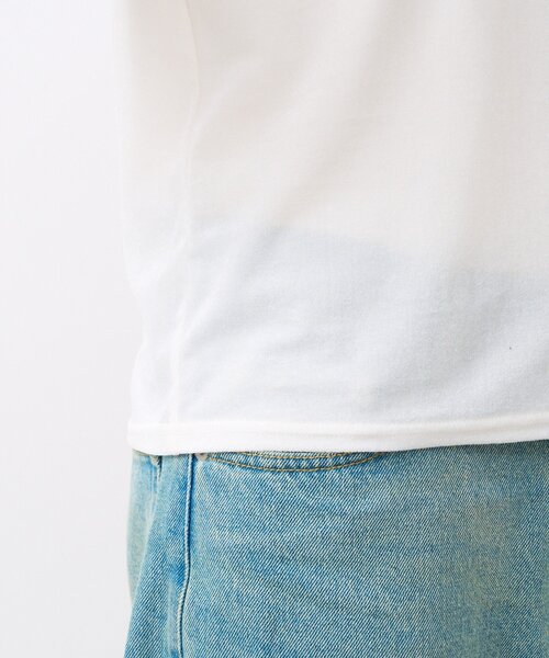 RIVE DROITE(リヴドロワ)の「【こなれ感抜群】シアーベロア5分袖Tee(Tシャツ/カットソー・レディース・オフホワイト/グレー/ブラック・FREE)」の4枚目の写真