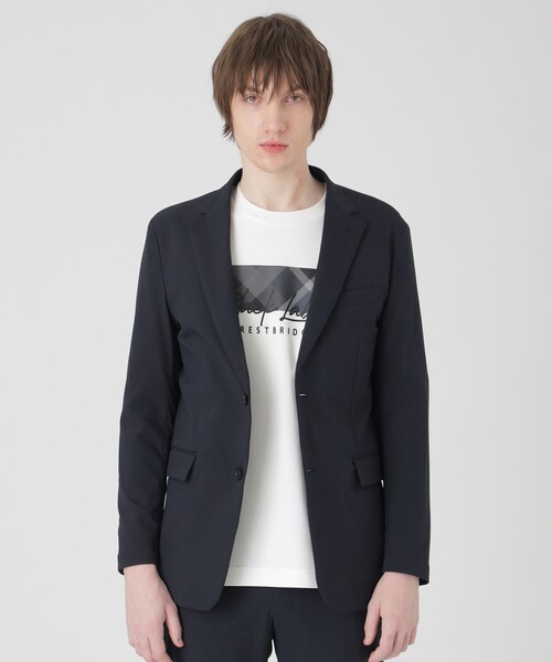 ブラックレーベルクレストブリッジ テーラードジャケット ブレザー チェック サイドベンツ 薄手 長袖 LL 紺 ネイビー メンズ BLACK LABEL CRESTBRIDGE」 テーラードジャケット L グレー メンズ