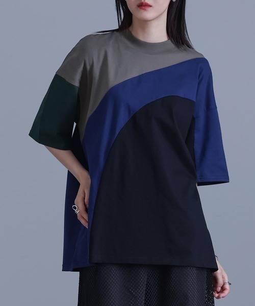 kOhAKU(コハク)の「4配色ラウンド切替カットソー(Tシャツ/カットソー・レディース・ブラック/カーキ・FREE)」の6枚目の写真