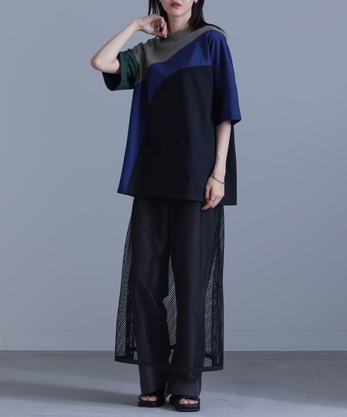 kOhAKU(コハク)の「4配色ラウンド切替カットソー(Tシャツ/カットソー・レディース・ブラック/カーキ・FREE)」の8枚目の写真