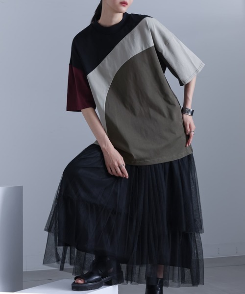 kOhAKU(コハク)の「4配色ラウンド切替カットソー(Tシャツ/カットソー・レディース・ブラック/カーキ・FREE)」の16枚目の写真